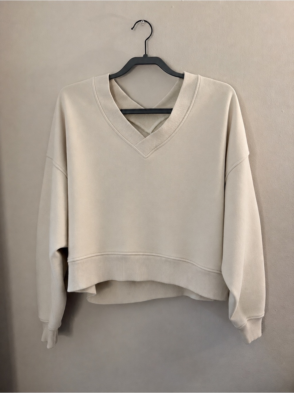 aerie Cropped V-Neck Pullover Sweater - Cream